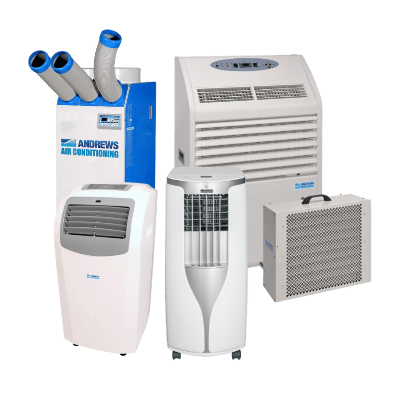Portable air conditioning units for actively cooling offices, server rooms, classrooms and commercial spaces.