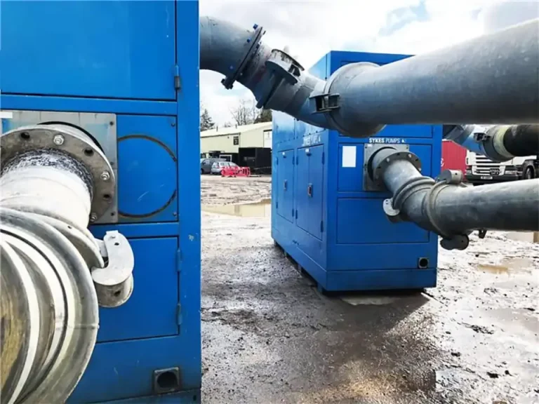 High Performance pump with heavy-duty hoses supplying primary flow for film set water circulation.