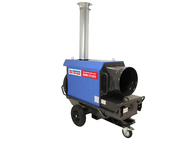 ID65 indirect oil-fired heater for hire fume-free commercial heating