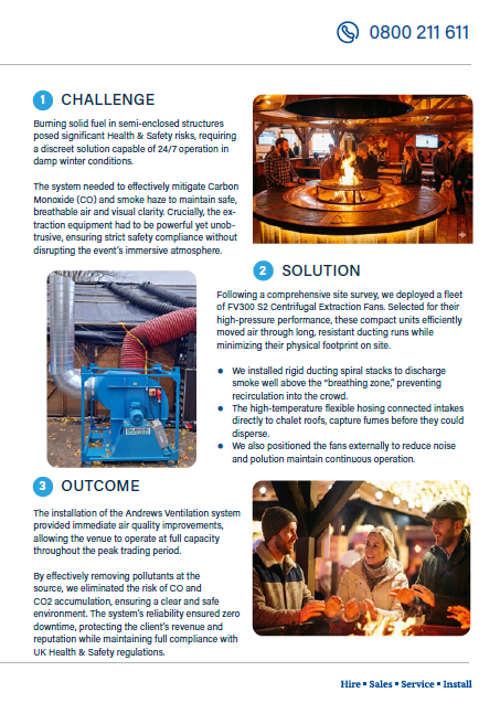 Third page - Case Study: Andrews Ventilation Delivers Fume Extraction for High-Profile London Event