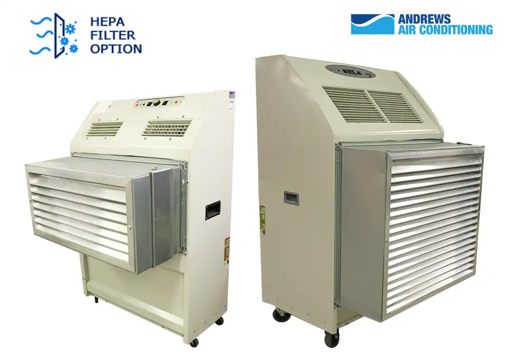 Portable air conditioner units PAC22 S2 and PAC60 with HEPA filter for improved air quality