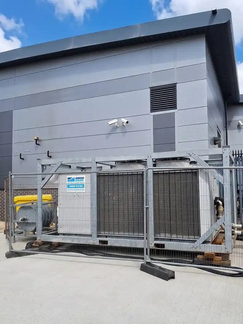 250kW temporary chiller supplying cooling to sterile services centre AHU systems