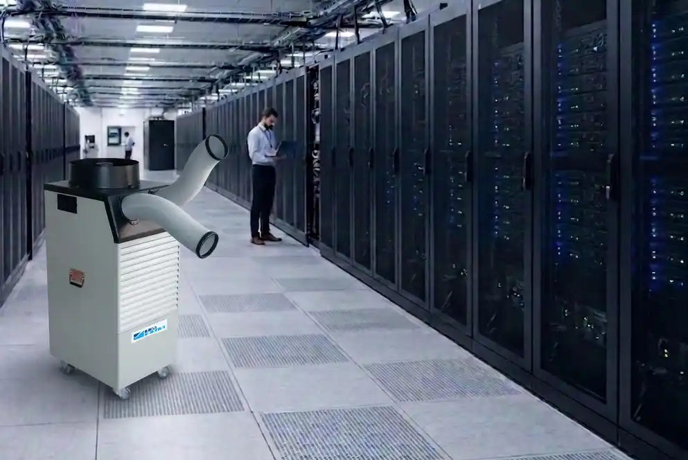 ET25 HP portable air conditioner in server room ET25 HP portable air conditioner delivering targeted cooling in an active server room
