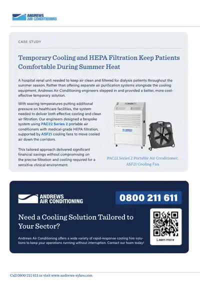 2nd page of andrews air conditioning delivered cooling and clean air for an nhs renal