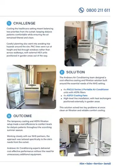 3rd page of andrews air conditioning delivered cooling and clean air for an nhs renal