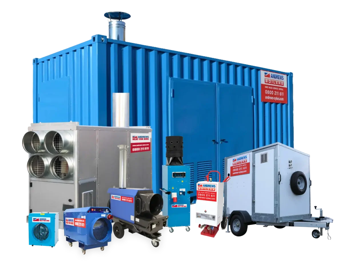 Andrews Boiler and Andrews Heat For Hire range Hire range of packeged and electric boilers, indirect fired, electric and high capacity heaters for school heating systems and campus estates