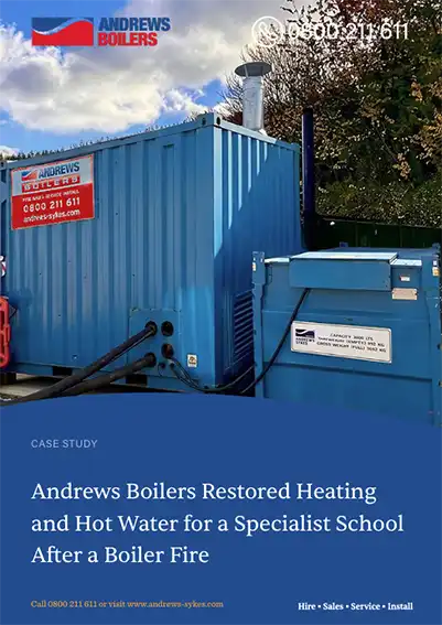 first page of a case study andrews boilers restored heating and hot water for a specialist school