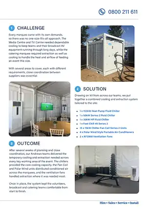 third page of a case study third page of a case study - bespoke climate control for major televised golf event